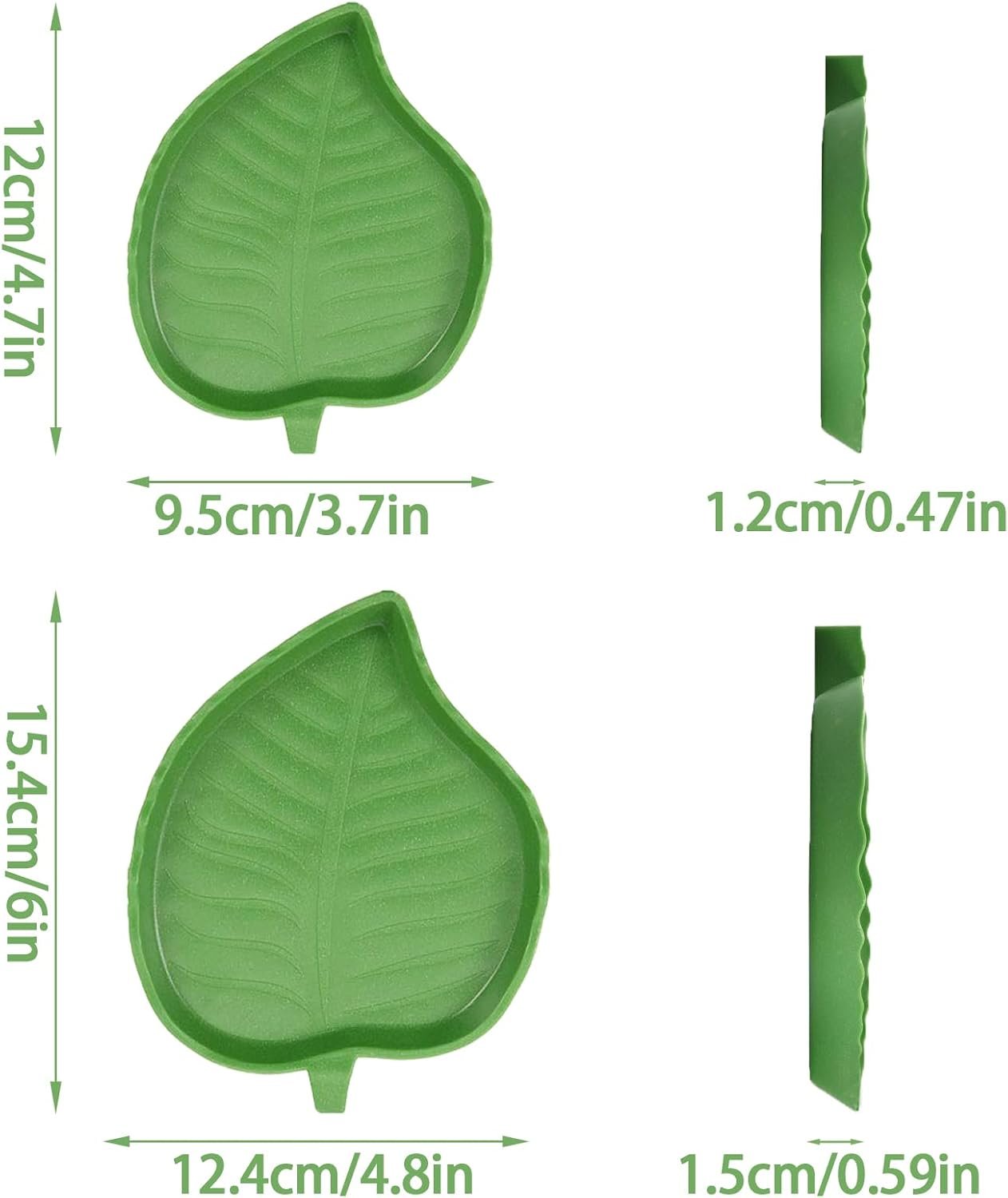 2 Pcs Reptile Leaf Food Water Dish Bowl,Food Feeding Plate Reptile Accessories for Turtles, Geckos, Lizards, Hamsters, Snakes, Spiders, Frogs, Chameleons and Other Reptiles (Large and Small)