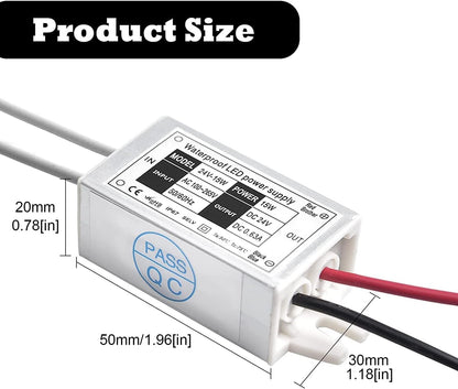 Klarlight IP67 Waterproof 15W LED Driver - 4-Pack 110V AC to 24V DC Converter for LED Strip Lights and Displays