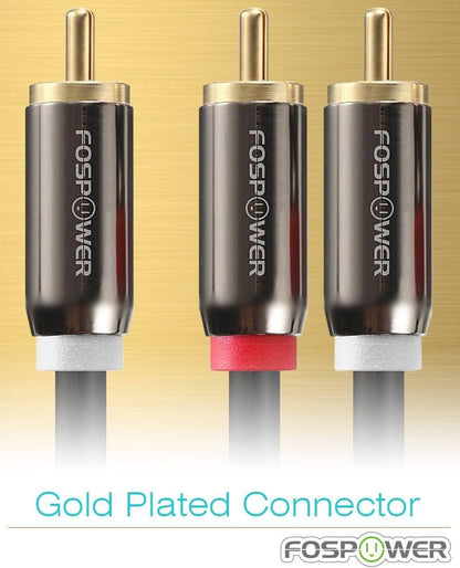 FosPower RCA Y-Adapter (6 Feet) 1 RCA Male to 2 RCA Male Audio Adapter Cable - Dual Shielded | 24K Gold Plated