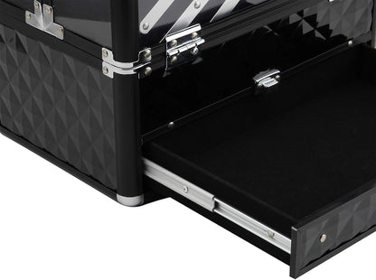HOMCOM Professional Travel Makeup Case, Makeup Case with Removable Trays and Lock, for Women's Travel Makeup Beauty Case, 30 x 18.5 x 22 cm, Black