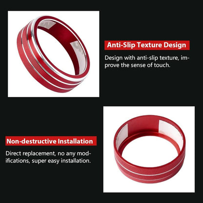 LECART for Jeep Grand Cherokee Interior AC Knob Covers Red Volume Knob Cover Auto Decoration Accessories Compatible for Jeep Grand Cherokee 2014 2015 2016 2017 2018 2019 2020 2021