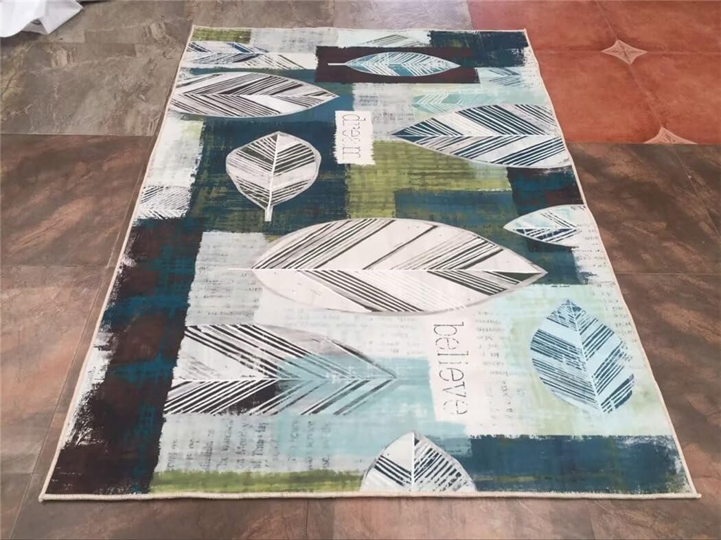 SUNYRDSM Tappeto Ginnastica Palestra Tappeto Gattonamento Anti-invecchiamento Foglia Verde Modello Design Moderno Decorazione Casa Accessori Anti-fouling 80X160CM