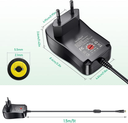 Soulbay 36 W Universal Power Supply, 12 V Universal AC/DC Adapter Charger Transformer with 11 Adjustable DC Tips for 3-12 V CCTV Camera for Home Electronics – 3000 mA Max.