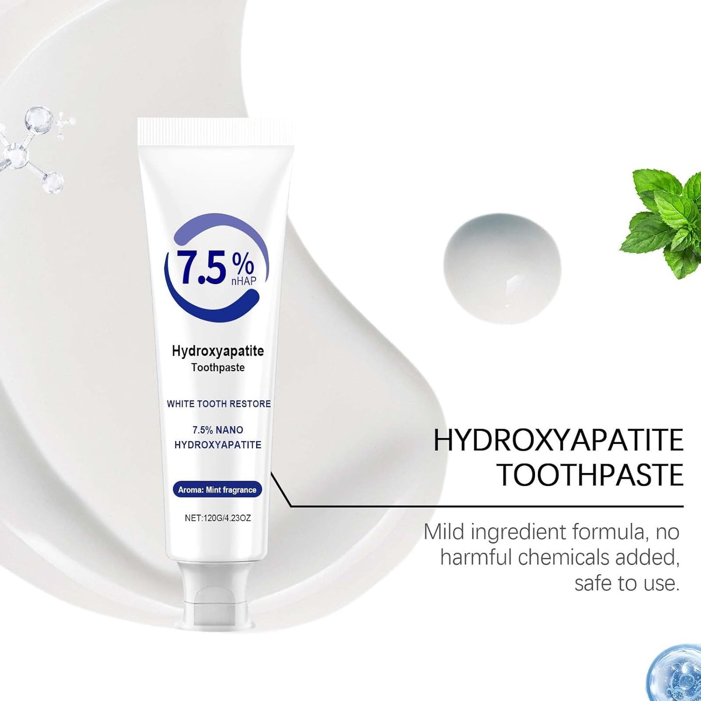 7.5% Hydroxiapatite Toothpaste, Hydroxyapatite Enamel Care Toothpastes, Deep Cleaning Oral Care Toothpaste, Enamel Protection & Whitening for Sensitive Teeth (3)