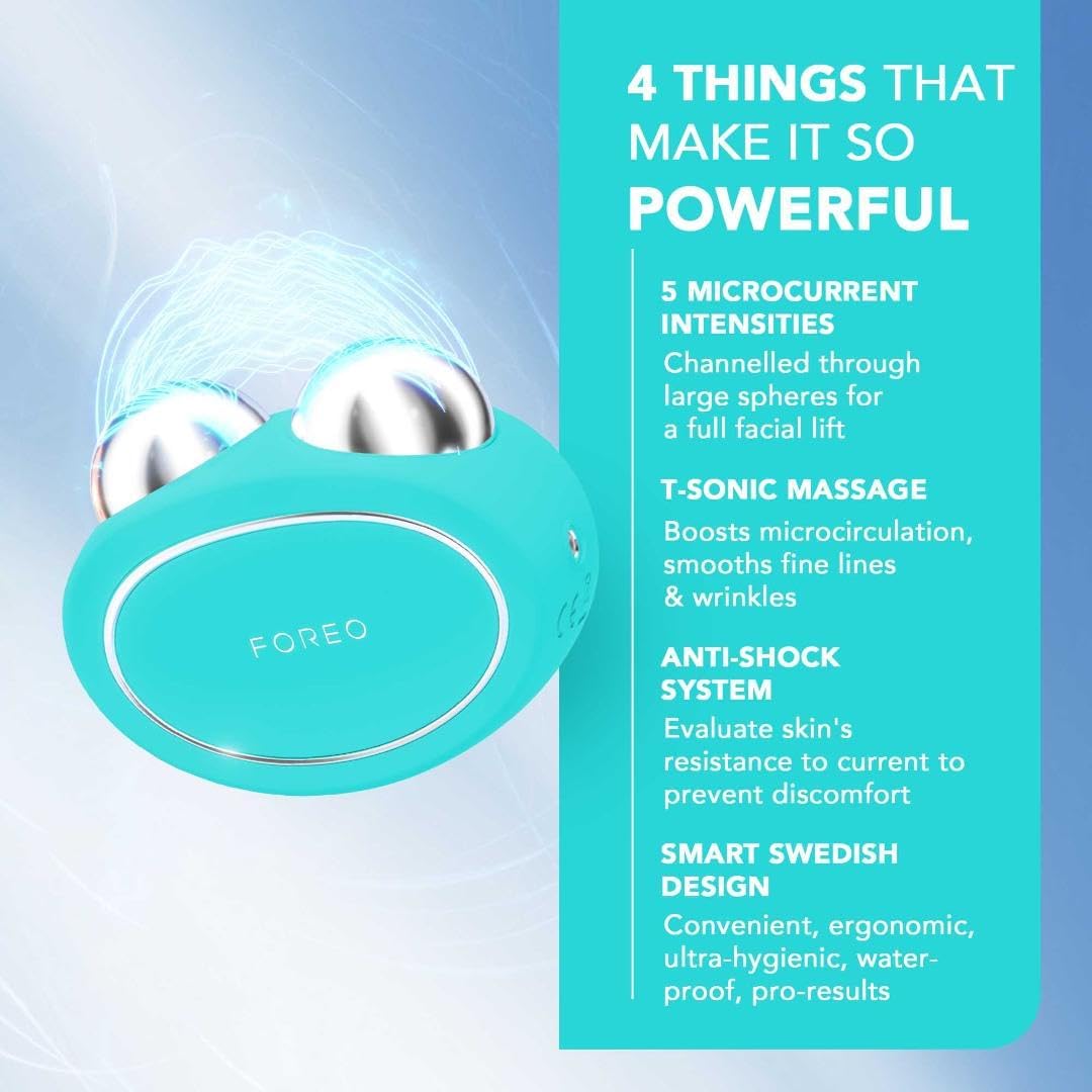 FOREO Bear Smart Microcurrent Face Lifting Device - Face & Jawline Trainer - Non-Invasive Facelift - Anti-Ageing - Safe & Painless - Mint