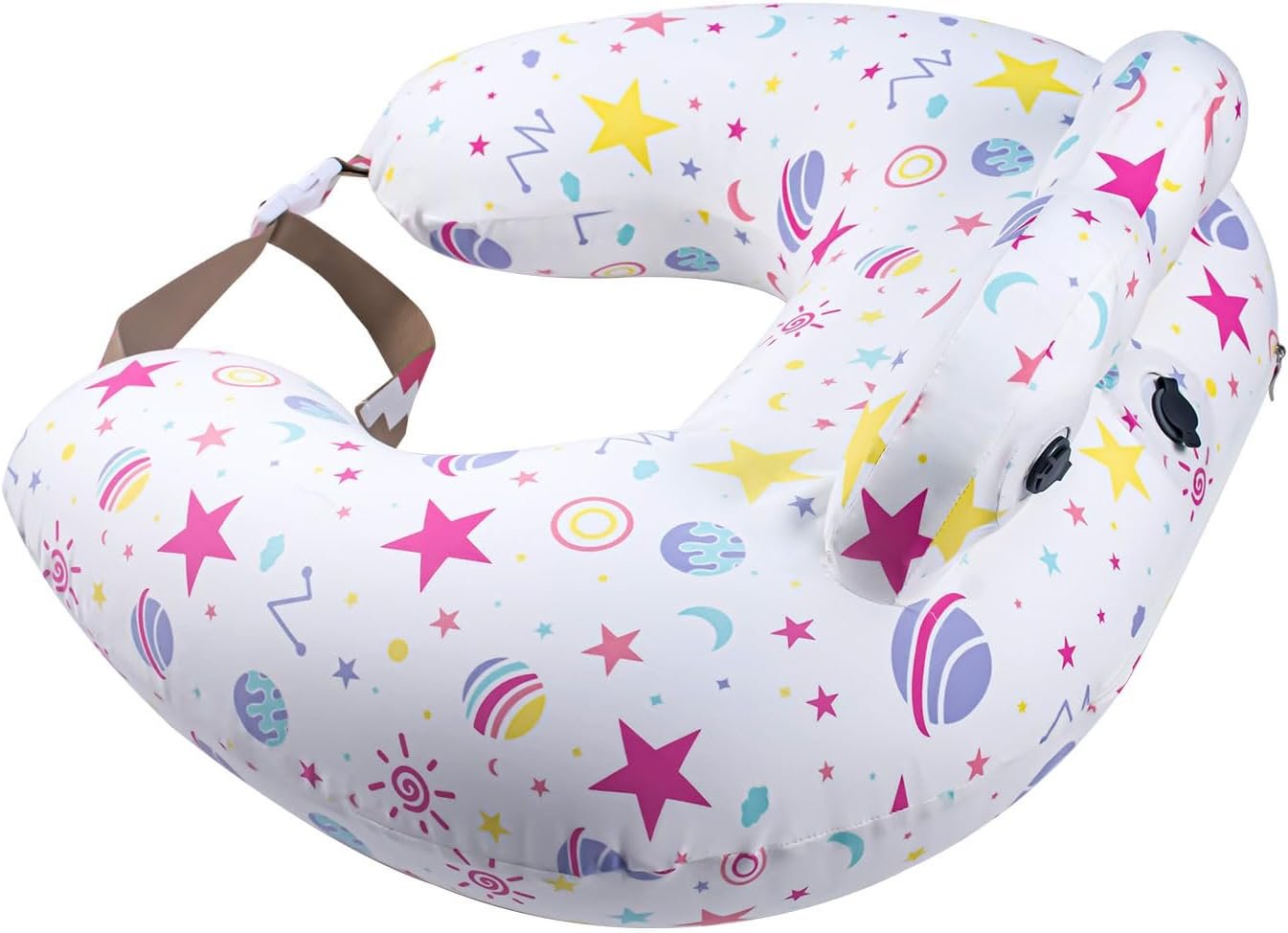 Portabuddy Travel Anywhere Inflatable Nursing Pillow for Breastfeeding Breast Feeding Pillow for Mom & Baby Support, Removable Pure Cotton Cover, Adjustable Waist Strap, Newborn Essentials Must Haves