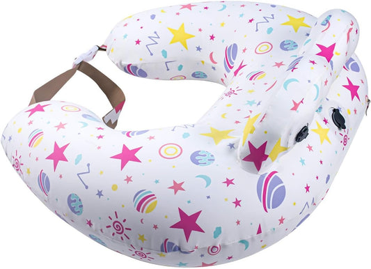 Portabuddy Travel Anywhere Inflatable Nursing Pillow for Breastfeeding Breast Feeding Pillow for Mom & Baby Support, Removable Pure Cotton Cover, Adjustable Waist Strap, Newborn Essentials Must Haves