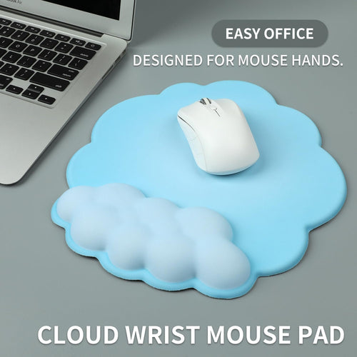 Amszke Cloud Keyboard Wrist Rest, Mouse Pad Wrist Support Keyboard Set with Ergonomic Memory Foam, Cloud Coaster Anti-Slip Base, Computer Palm for Home Office Laptop, Easy Typing Pain Relief(Blue)