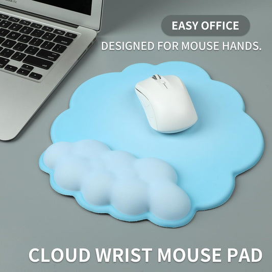 Amszke Cloud Keyboard Wrist Rest, Mouse Pad Wrist Support Keyboard Set with Ergonomic Memory Foam, Cloud Coaster Anti-Slip Base, Computer Palm for Home Office Laptop, Easy Typing Pain Relief(Blue)