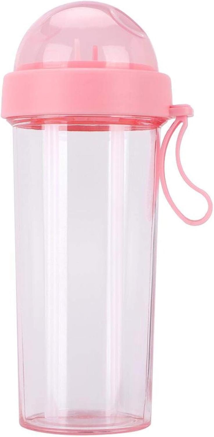 Water Cup with Straw and Lid, 2 Drinks in 1 Cup 600ml/20oz Dual Use Water Bottle Couple Outdoor Drinking Cup Portable Water Bottle for Camping Travel Sport