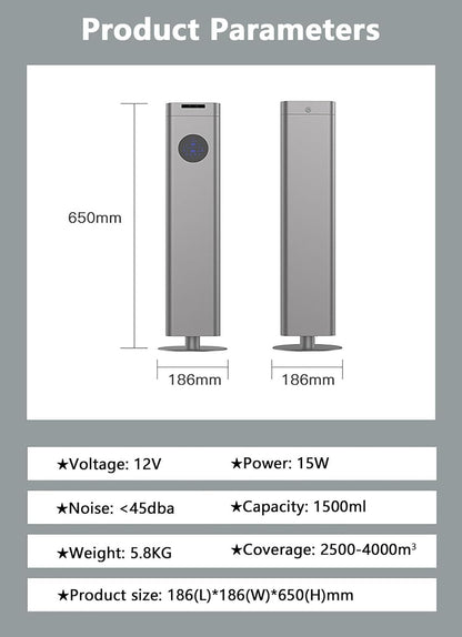 Scent Air Machine for Home 1500ml/0.39gal, Standing-Floor Waterless Fragrance Diffuser, Smart Control Aroma Diffuser,3000sq.ft Coverage,for Living Room, Office