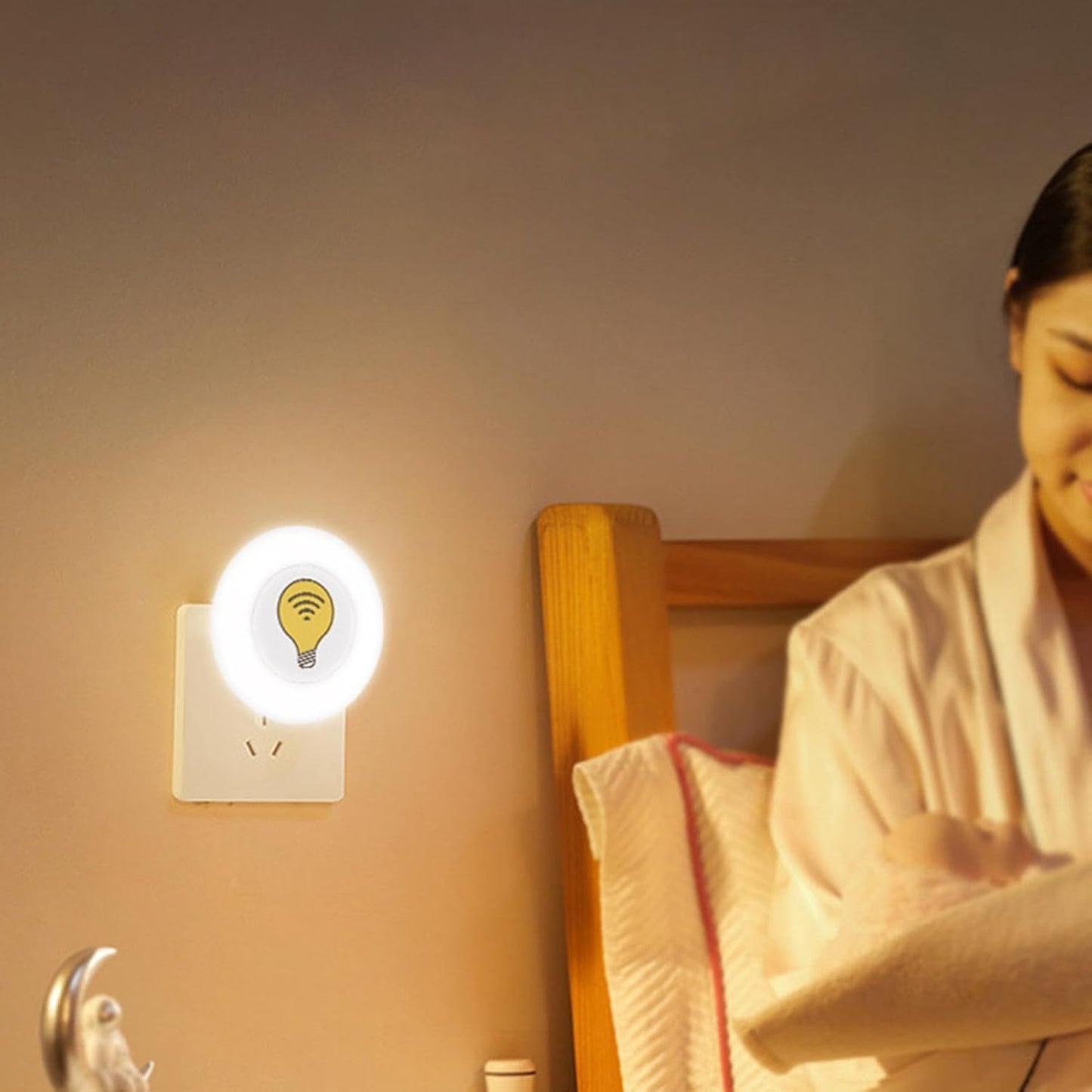 Smart Night Light | USB Plug-in Creative Night Light Intelligent - Decorative Ambience Lighting, Bedroom Decor for Desk and Living Room Kids