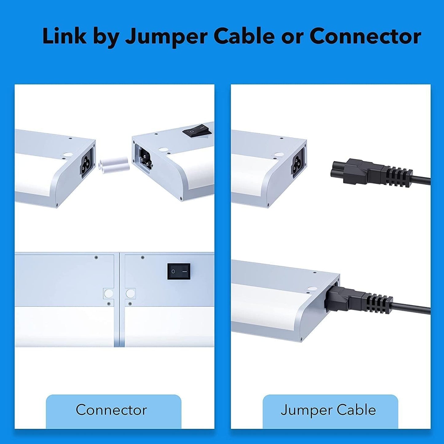 LED Under Cabinet Lights Fixture Hardwired, Smart Undercabinet Lighting Alexa Google Enabled. Plug in and Direct Wire. Dimmable and Linkable 120V Under Counter Light for Kitchen (2-Bar 12 Inch)