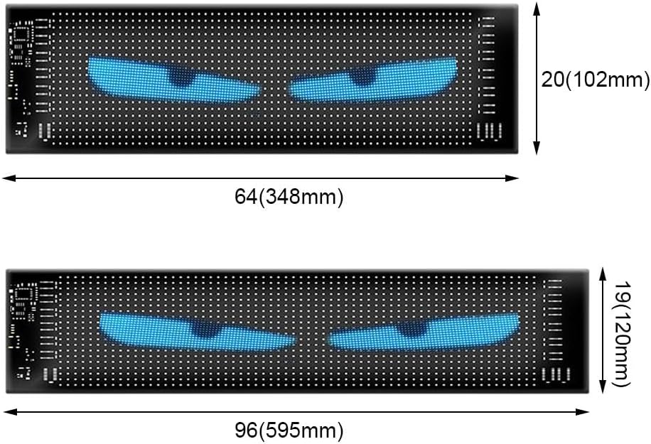 Devil Eyes Light for Car, LED Matrix Pixel Panel Car Sign, RGB Lighting Graffiti Scrolling Board, Windshield Advertising Bluetooth Smart App Control Scrolling Led Display Board for Shop Car Bar
