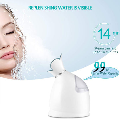 Facial Steamer Hot Mist Face Skin Moisturizing, Unclogs Pores, Warm Mist Humidifier Atomizer, Home Spa with Aromatherapy