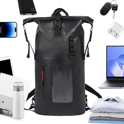 Dry Backpack, Waterproof Bags Backpack, 11.02x6.3x25.98 Inches Large Capacity Portable Storage, Camping Gear Bag for Swimming, Kayaking, Boating, Beach and Outdoor Travel, Black, Refer to description