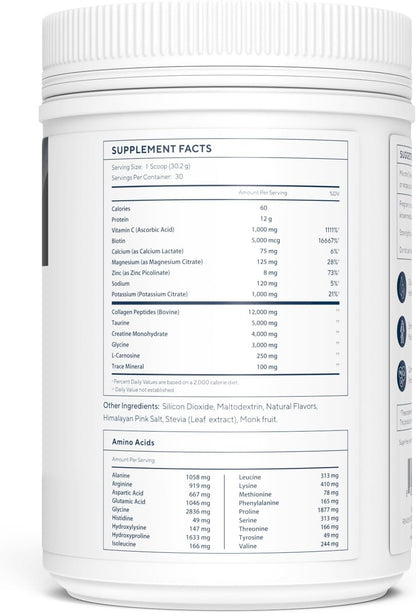 Renue By Science Skin and Body Essentials - Chocolate - 12g Grass-Fed Collagen Peptides, 4g Creatine, BCAAs, Electrolytes, Vitamin C, Zinc - All in One Low Carb Formula Designed to Promote Longevity