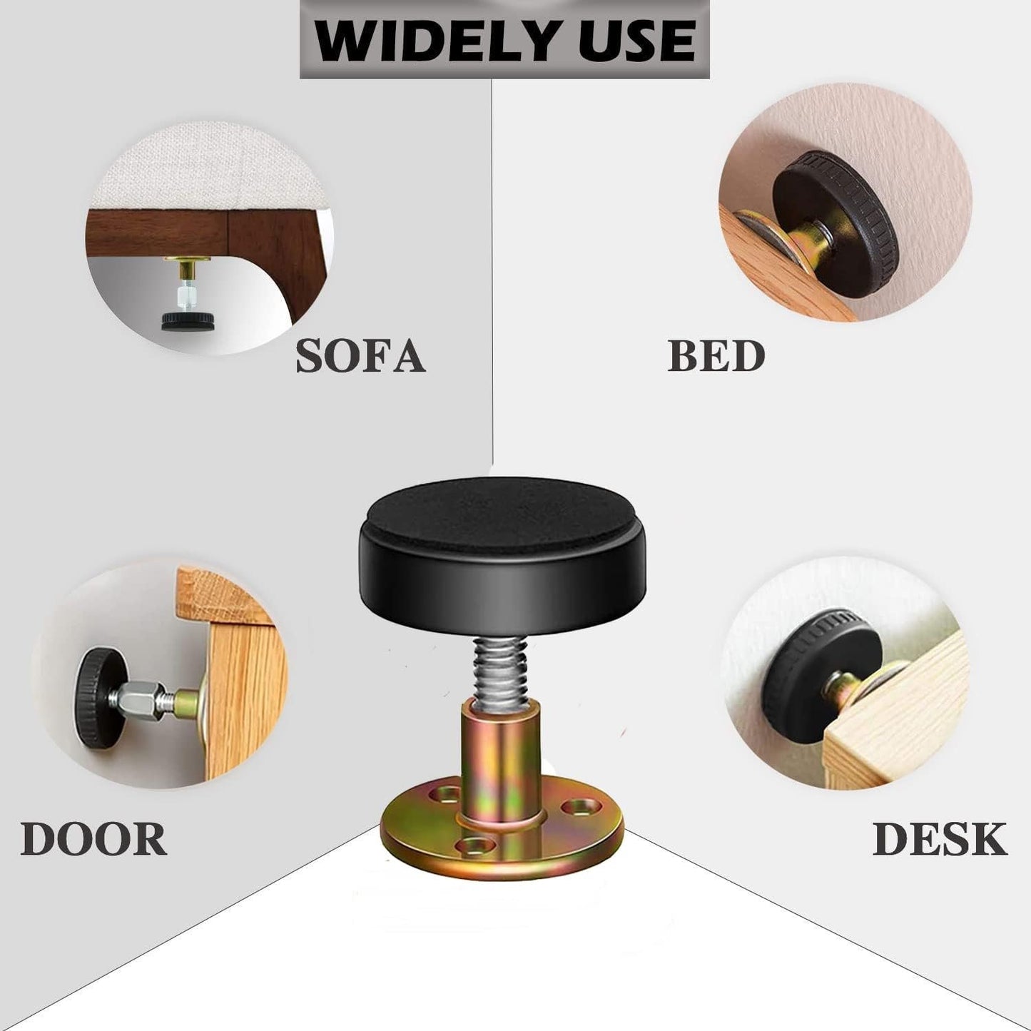 MEISO 2Pack Adjustable Threaded Bed Frame Anti-Shake Tool for Room Wall, Beds, Cabinets, Adjustable Threaded Headboard Stoppers Fixer, Sofas Adjustable Bed Frame Bed Frame Anti-Shake Support Stabilize