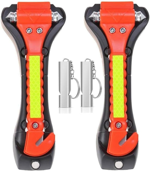 2 Packs Car Window Breaker with Whistles, Glass Window Breaker Seatbelt Cutter, Emergency Glass Hammer, Car Escape Tool, Window Punch Seatbelt Cutter, Life Rescue Tools Kit for Car, Bus