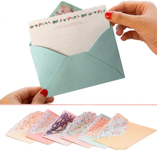 32 Cute Lovely Kawaii Special Design Writing Stationery Paper+16 Envelope 3.45 x5.4 Inch +1 Seal Sticker(Flower)