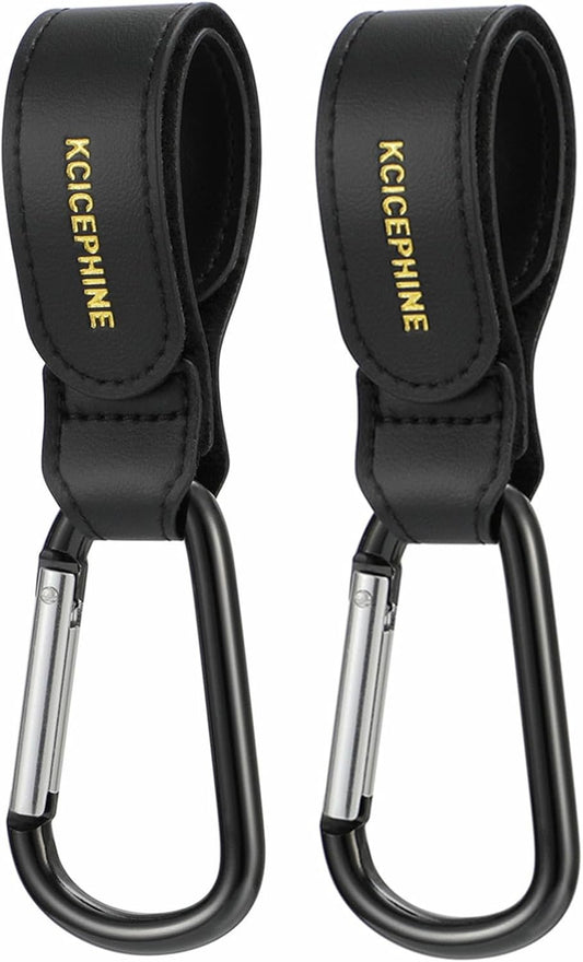 2PCS Universal Baby Stroller Hooks Clips for Hanging Bags and Shopping, Stroller Caddy Clips,Convenient Stroller Wheelchair Accessories, Baby Travel Essentials, New Mom Essentials（Black）