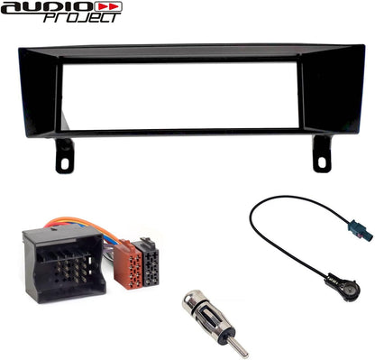 Audioproject A402 – 1 DIN Car Radio Fascia Assembly Kit for BMW 1 Series (E87) 3 (E93) X1 (E84) Z4 (E90) Car Radio Frame ISO Adapter Car Radio Antenna Adapter Black