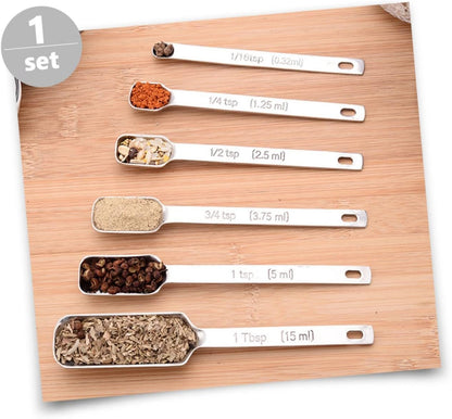 Cabilock 7Pcs Stainless Steel Measuring Spoons Graduated Baking Utensils for Precise Ingredient Measurement Kitchen Tools for Cooking Baking and Food Prep Silver