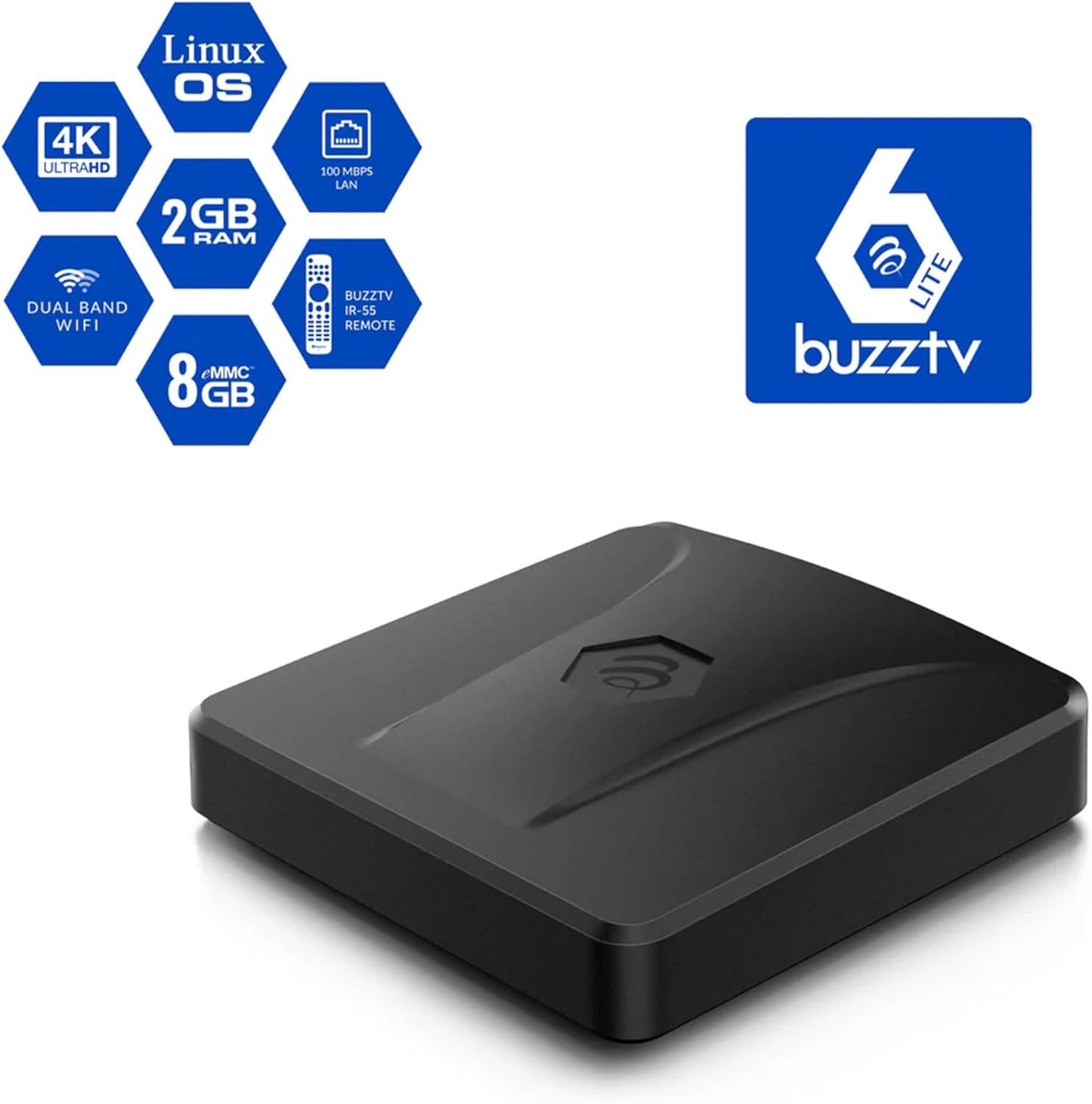 BuzzTV L1 4K UHD Linux OS 2GB / 8GB Dual Band Wireless TV Box