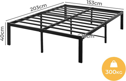 Levede 40cm Queen Bed Frame Metal Bed Base,Industrial Bed Frame,Steel Slat Mattress Support,Under Bed Storage,Reserved Holes for Headboard,Bedroom Furniture,Easy Assemble,Black