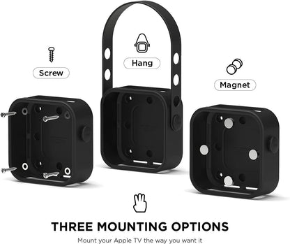 elago Apple TV Mount - Easy Installation : Magnet/Screw/Strap, Premium Silicone - Compatible with Apple TV 4K (2021) / HD and All Models [Not Compatible with Apple TV (2022)]