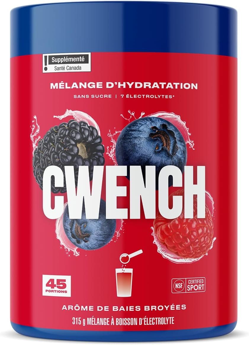 Cwench Hydration Electrolytes Mix with Magnesium, Berry Crush No Sugar Keto Drink Mix, Water Enhancer Powder with Celtic Salt, 45 Servings, 315g