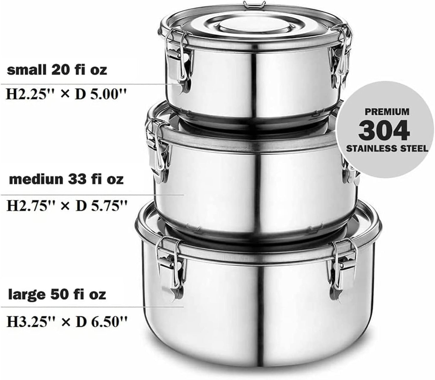 Leepenk Premium Stainless Steel Food Storage Containers 304 Grade The Original Leak-Proof, Airtight, Smell-Proof - Perfect For Camping Trips, Lunches, Leftovers, Soups, Salads