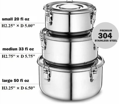 Leepenk Premium Stainless Steel Food Storage Containers 304 Grade The Original Leak-Proof, Airtight, Smell-Proof - Perfect For Camping Trips, Lunches, Leftovers, Soups, Salads