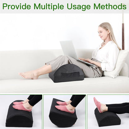 Foot Rest for Under Desk, Black Semi Circular Footrest Detachable Zipper Desk Foot Hammock for Office, Under Desk Footrest with Washable Cover