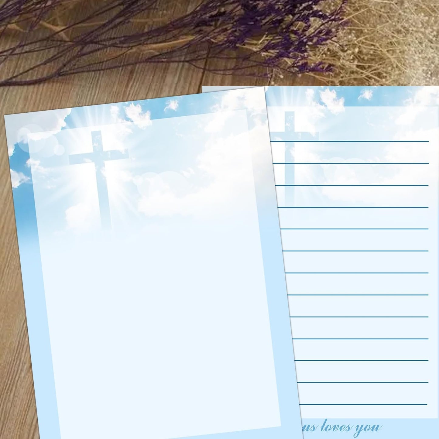 Religious Christmas Christian Stationery 50 Set Religious Stationery Paper and Envelopes,8.2x5.5 inch Letter Writing Paper