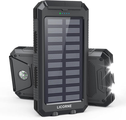 Solar Charger Power Bank Fast Charging - 30000mAh Portable Solar Phone Battery Panel Charger, QC3.0 Dual USB Port Battery Pack Charger Portable for All Cell Phones & Electronic Devices