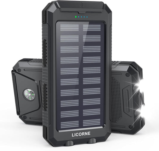 Solar Charger Power Bank Fast Charging - 30000mAh Portable Solar Phone Battery Panel Charger, QC3.0 Dual USB Port Battery Pack Charger Portable for All Cell Phones & Electronic Devices
