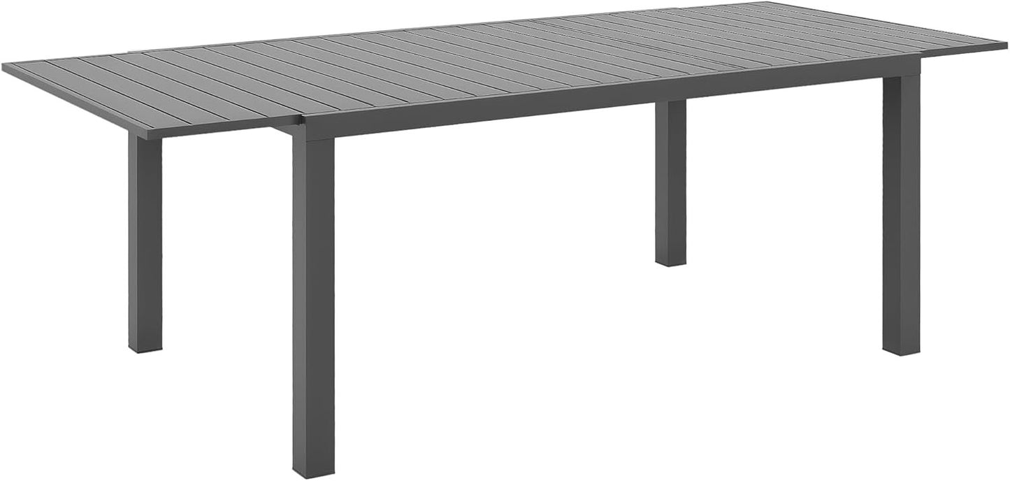 Outsunny Expandable Outdoor Dining Table for 6-8 People, Patio Dining Table with Aluminum Frame & Slatted Tabletop, Rectangle Patio Table for Garden, Lawn, Balcony, Charcoal Grey