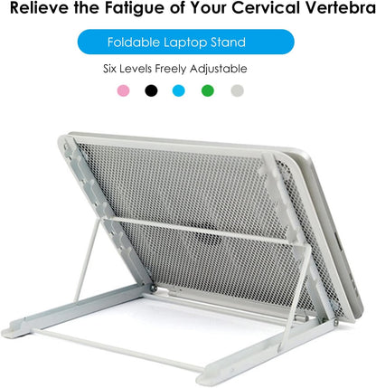 Multi-Functional Metal Stand Holder Tab p Foldable Stand 6 Levels Adjustable Notebook Riser Portable Ventilated Cooling Laptop Stand Green