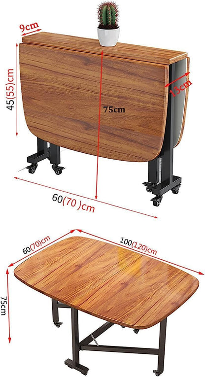 RAYACO Modern Rectangular Drop-Leaf Foldable Dining Table, 120*70cm, Brown