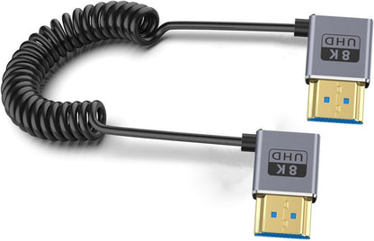 2.1 Version Coiled Video Cord 8K@60Hz Extension Cable 48Gbps for 1080p Video Streaming Line Extension Line