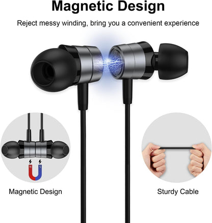 Noise-Isolating in-Ear Headphones with Mic, Wired 3.5mm Jack Earbuds with Volume Control Compatibile with Samsung, Android, MP3, Most 3.5mm Audio Devices