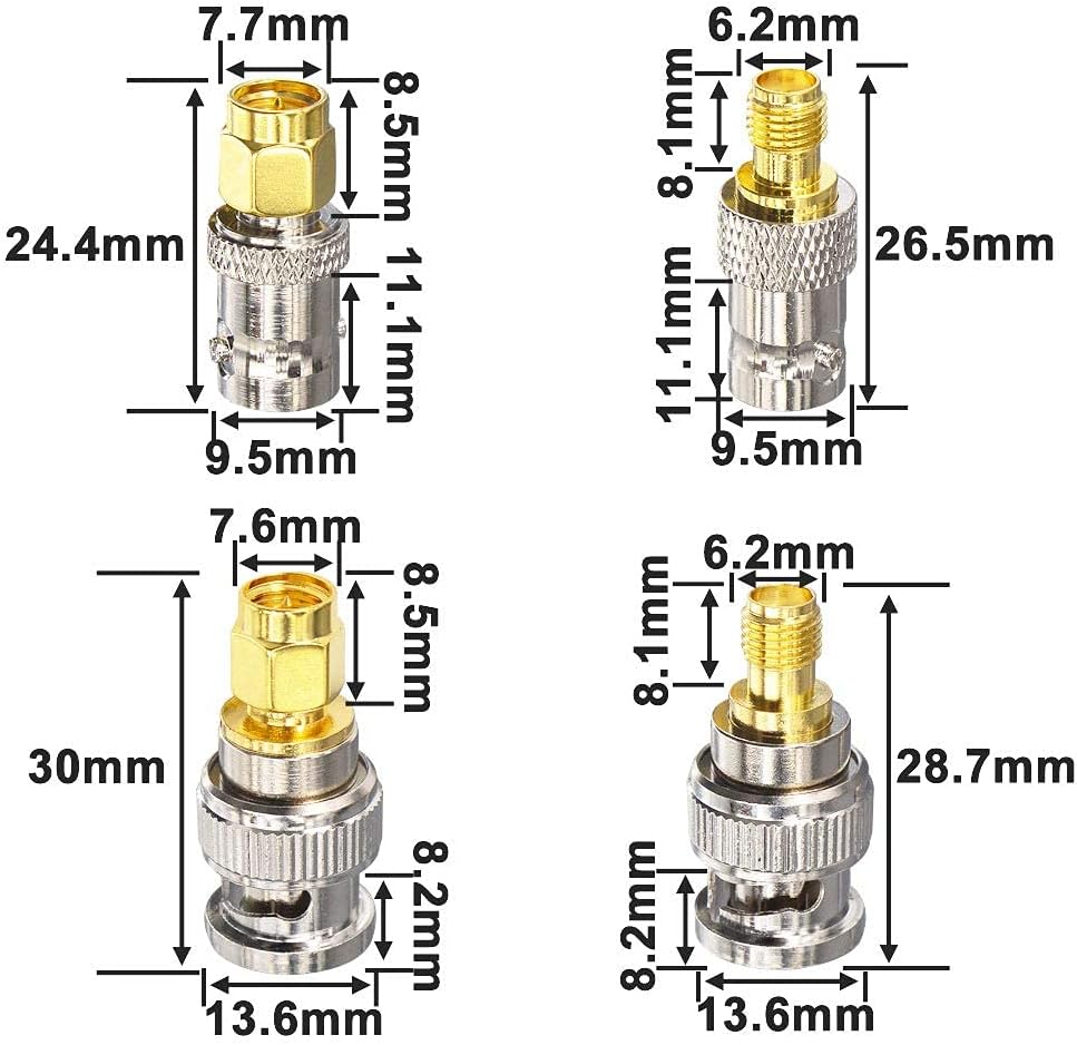 YILIANDUO 4 Pieces BNC RF Adapter Kit SMA Male/Female to BNC Male/Female Adapter for SDR Ham Radio Handheld Bidirectional Electronic CCTV Cameras Scanner