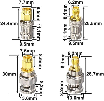 YILIANDUO 4 Pieces BNC RF Adapter Kit SMA Male/Female to BNC Male/Female Adapter for SDR Ham Radio Handheld Bidirectional Electronic CCTV Cameras Scanner