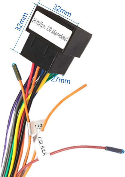 KEY2 16 Pin ISO Adapter Cable for VW Golf Polo Android Standard Socket with Steering Wheel Control Lines KEY1