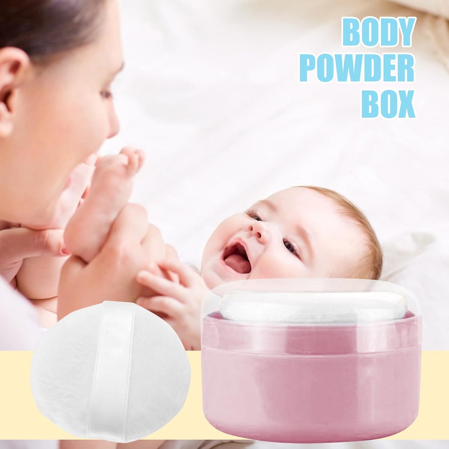 Contenitore in polvere, per bambini Talcum Storage Box with Puff, Dusting Holder for Bath and Loose Powders, Portable Cosmetic Case, Perfect for Travel, Nursery, & Daily Grooming Use