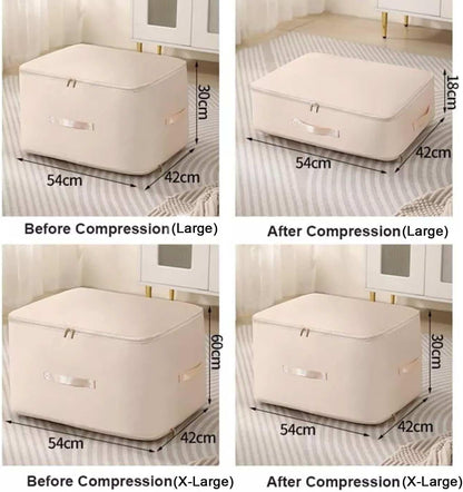 Space Saving Self Compression Organizer, Heavy Duty Moving Bags, Storage Bags for Space Saving, with Zipper, Self Compression Moving Organizer Bags for Comforters, Clothes, Blankets (Gray, Large)