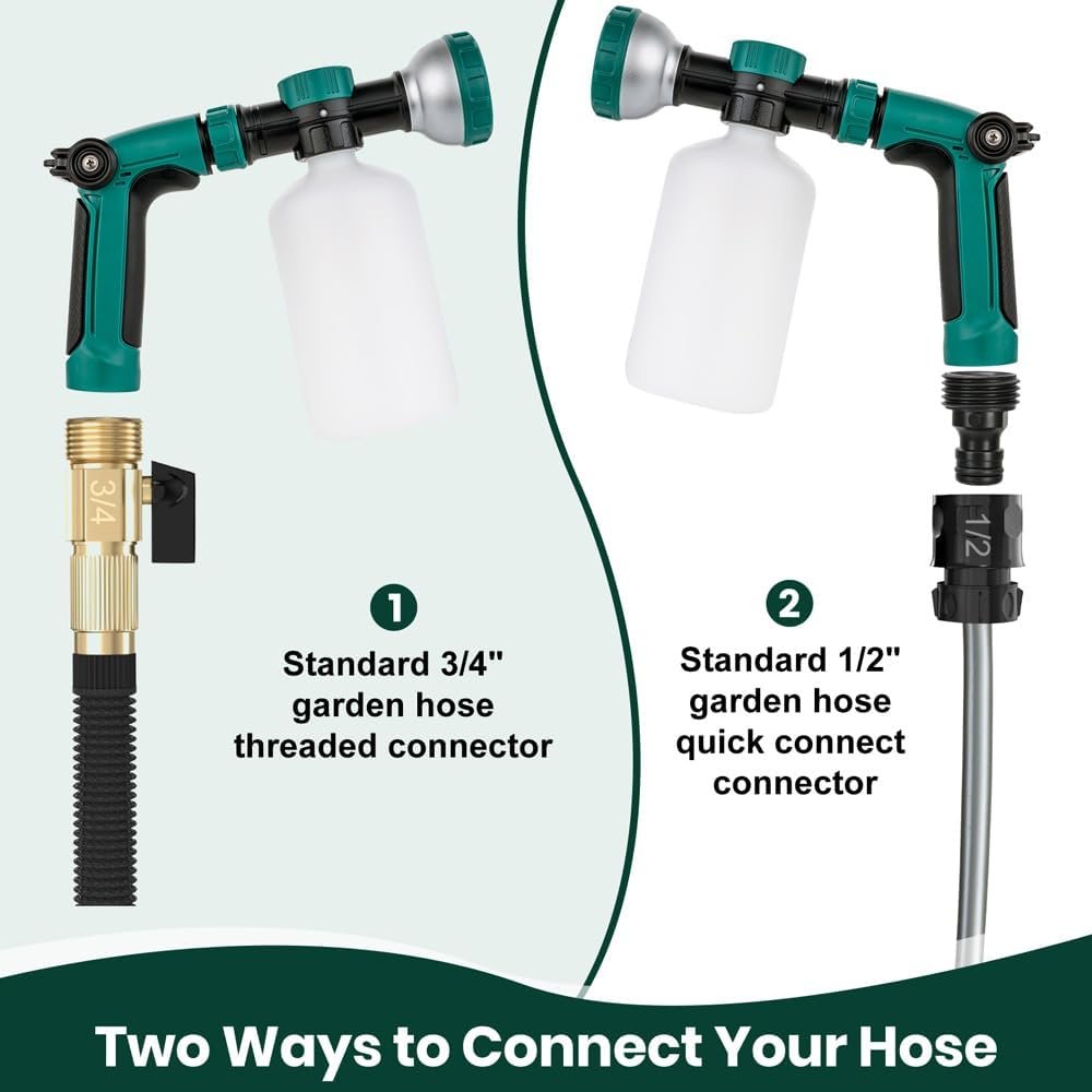 VENETIO 8-Dial Hose-End Sprayer for Liquid Fertilizer & Chemicals | Multi-Purpose Lawn & Garden Nozzle Spreader for Uniform Fertilizing, Pet Washing and Outdoor House Cleaning, 1000ml Dispenser Bottle