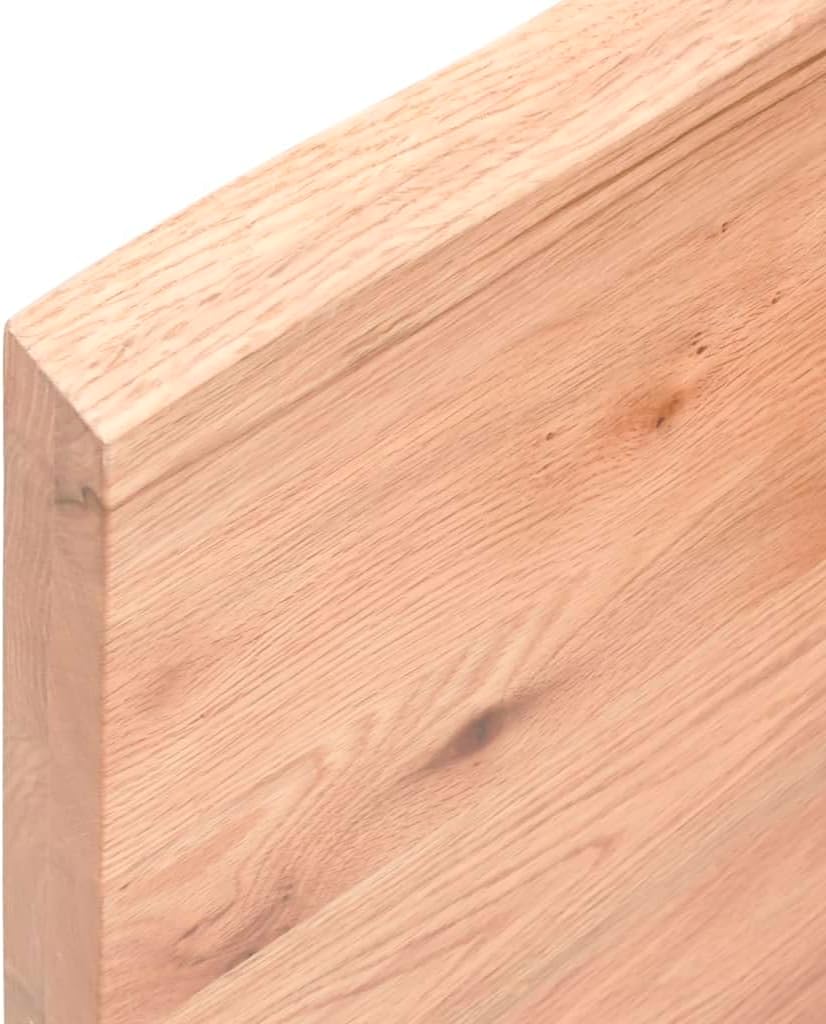 vidaXL Light Brown Solid Oak Wood Table Top, Treated Wood, Handcrafted with Live Edge, Replacement Board for Personal and Commercial Use