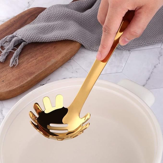 Stainless Steel Kitchen Utensil Set -8 Cooking Utensils, Colorful Titanium Plated Set Kitchen Tools Gadgets Cake Shovels/Plain Spatula, Potato Masher, Spoon, Slotted Spoon-Gold